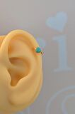 Mavi Kalpli Halka Tragus Piercing Helix Kıkırdak Küpesi