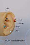 Kırmızı Kalpli Halka Tragus Piercing Helix Kıkırdak Gümüş Renkli