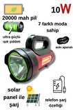 10w Uzun Menzilli Solar Panelli Powerbank Usb Çıkış S.o.s Lu Ultra Güçlü Ledli Şarjlı Feneri