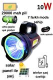 10w Uzun Menzilli Solar Panelli Powerbank Usb Çıkış S.o.s Lu Ultra Güçlü Ledli Şarjlı Feneri