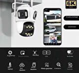 QASUL 3-Ekran Güvenlik 6K HD PTZ Kamera Wifi Gözetim Çok Lensli IP Kamera Kablosuz CCTV Kamera
