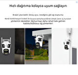 QASUL 3-Ekran Güvenlik 6K HD PTZ Kamera Wifi Gözetim Çok Lensli IP Kamera Kablosuz CCTV Kamera