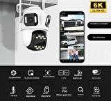 6K PTZ Wifi IP Kamera 4 Lens AI İnsan Algılama  WIFI Çift Ekran CCTV Güvenlik Koruma