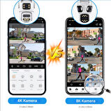 6K PTZ Wifi IP Kamera 4 Lens AI İnsan Algılama  WIFI Çift Ekran CCTV Güvenlik Koruma