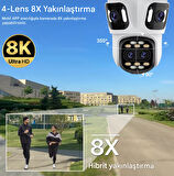 6K PTZ Wifi IP Kamera 4 Lens AI İnsan Algılama  WIFI Çift Ekran CCTV Güvenlik Koruma