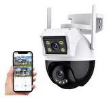 4K 8MP Güvenlik Kamerası WIFI Çift Lens Açık Akıllı Ev Koruma Video Gözetim IP Kamera PTZ Dış Mekan Koruma