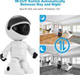 QASUL HD 1080P WiFi Robot Güvenlik IP Kamera Gece Görüşü Hareket Algılama TF Kart Yuvası ile İki Yönlü Sesli Telefon Uygulama Kontrolü