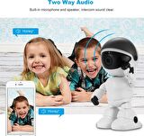 QASUL HD 1080P WiFi Robot Güvenlik IP Kamera Gece Görüşü Hareket Algılama TF Kart Yuvası ile İki Yönlü Sesli Telefon Uygulama Kontrolü