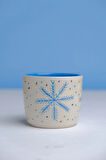 Kar Tanesi Desenli Tabaklı El Yapımı Seramik Kupa, Seramik Kupa, Mug, Nescafe Kupası, Handmade