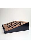 Ahşap MDF Demonte 15.6 inç Laptop Standı - Siyah Ayaklı
