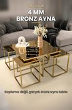Berlin 5 Parça Gold Zigon Sehpa Takımı Orta Sehpa Yan Sehpa Bronz Aynalı Kurulu Hediye 75X75