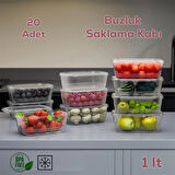 Porsima 1072 20'li Buzluk Düzenleyici Saklama Kabı Kendinden Kapaklı Derin Dondurucu Saklama Kabı 1Lt Şeffaf