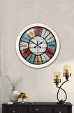 Hediyelik 36 Cm Beyaz Metal Retro Duvar Saati