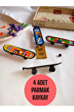 4 Adet Parmak Kaykay Plastik Oyuncak Hediye 10 Cm Erkek Kız Oyuncak Karışık Desenli