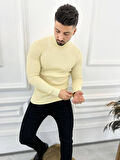 Kazak Slim Fit Tüylenmez Naturel Pamuk Triko Boğazlı Balıkçı Yaka Kazak