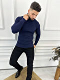 Kazak Slim Fit Tüylenmez Naturel Pamuk Triko Boğazlı Balıkçı Yaka Kazak