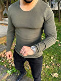 Kazak Örme Tüylenmez Naturel Pamuk Kazak Slim Fit Triko Dar Kesim Body Kazak