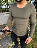 Kazak Örme Tüylenmez Naturel Pamuk Kazak Slim Fit Triko Dar Kesim Body Kazak