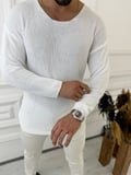 Kazak Oversize Örme Natural Pamuk Tüylenmeyen Kazak Salaş Tarz Triko Sweatshirt