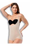 Kadın Ten Rengi Lazer Kesim Göğüs Destekli Body Korse