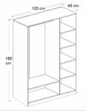 KOBİÇ 3 KAPAKLI GARDIROP 120X47X180CM