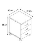 KOBİÇ HAREKETLİ 3 ÇEKMECELİ OFİS VE EV KESONU KİLİTSİZ 40X45X55 CM (CEVİZ)