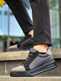 KB-X46 Kuback Siyah Gri Yüksek Siyah Taban Günlük Spor Ayakkabı