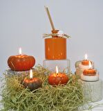 MİSSİ BALKABAĞI KABARTMALI 4 ADET MAXI TEALIGHT MUM SETİ 