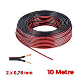 Elektrik Tesisat Kordon Hoparlör Kablosu 2x0.75mm 10 Metre Siyah Kırmızı