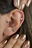 Çelik Kelebek Piercing Helix Kıkırdak Gümüş Renkli