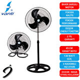 Vanti KCF 276 130 W 18" 3 in 1 Metal Sanayi Tipi Ayaklı Vantilatör