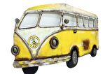 Minibüs Pano Sarı Vintage Dekoratif Ev Ofis Hediyelik