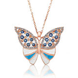 925 Ayar Gümüş Nazarlı Kelebek Kadın Gümüş Kolye