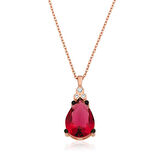 925 Ayar Gümüş Kırmızı Topaz Damla Kolye