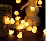 3m 20 Led Beyaz Top Gün ışığı Pilli 2 Kademeli