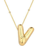 925 Ayar Gümüş Gold Balon V Harfi Kadın Kolye