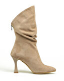 Feles Arkadan Fermuarlı Büzgülü Kadın Çizme