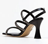 Feles Üç Şerit Taş Biyeli Topuklu Kadın Abiye Ayakkabı