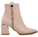 Feles Burgu Şerit Taş Detaylı Klasik Kadın Bot