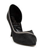 Feles Kadeh Topuk Saten Şerit Taşlı Stiletto Kadın Topuklu Ayakkabı