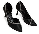 Feles Kadeh Topuk Saten Şerit Taşlı Stiletto Kadın Topuklu Ayakkabı