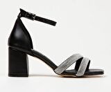 Mehtap Çift Şerit Taşlı 5 cm Kadın Topuklu Ayakkabı