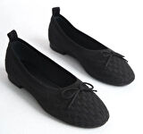 Feles Triko Fiyonk Detaylı Kadın Babet Ayakkabı