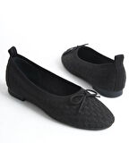 Feles Triko Fiyonk Detaylı Kadın Babet Ayakkabı