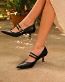 Feles Şeker Topuklu Toka Detaylı Kadın Kısa Topuklu Ayakkabı