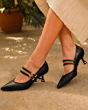 Feles Şeker Topuklu Toka Detaylı Kadın Kısa Topuklu Ayakkabı