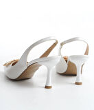 Feles Sarı Gül Detaylı Arkası Açık Stiletto Kadın Topuklu Ayakkabı