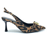 Feles Fiyonk Sarı Toka Detaylı Arkası Açık Stiletto Kadın Topuklu Ayakkabı