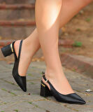 Mehtap Toka Detaylı Topuklu Arkası Açık Klasik Kadın Topuklu Ayakkabı