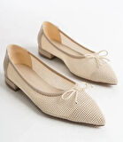 Feles Dantel Fiyonk Detaylı Sivri Burun Kadın Babet Ayakkabı